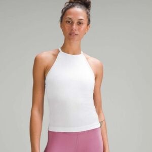 Lululemon High Neck Tight Fit Tank Top white